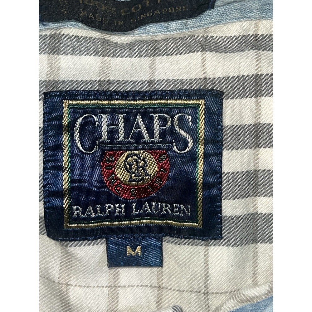 Chaps Ralph Lauren Button Down Shirt Mens Medium Gray Plaid Long Sleeve Cotton - Picture 9 of 9